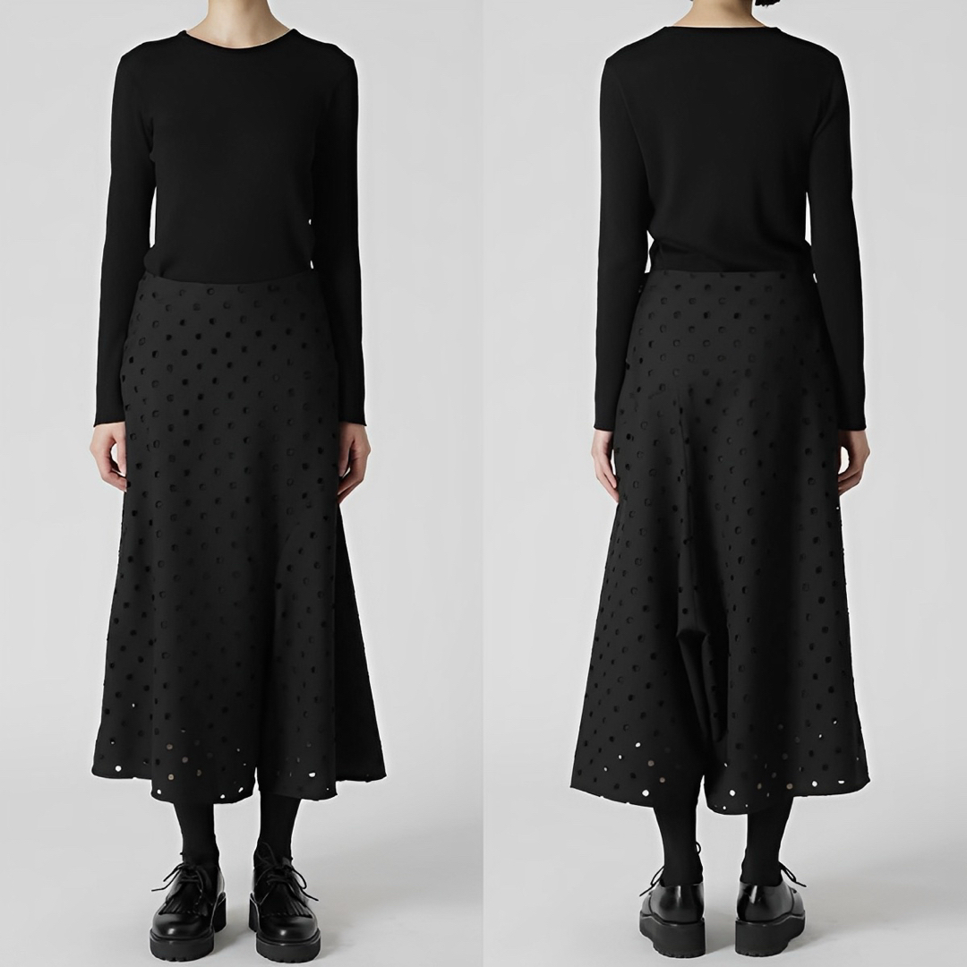 Y´s WOOL/GABARDINE SKIRT-PANTS 黒1 Y´s WOOL/GABARDINE SKIRT-PANTS 黒1