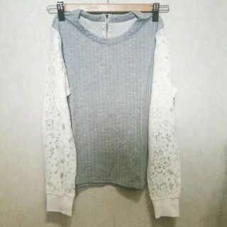 カージュ(Khaju)のストライプ×レース　トップス(カットソー(長袖/七分))