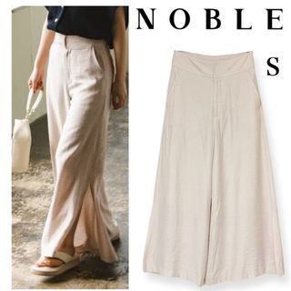 ノーブル(Noble)の美品23SS NOBLE ノーブル ファジーリネンスリットフレアパンツ ベージュ(カジュアルパンツ)