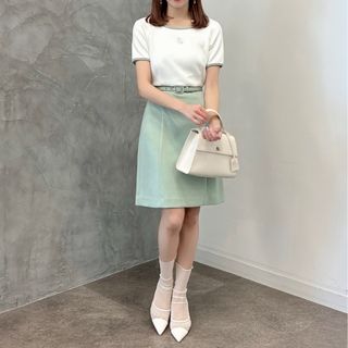 エイミーイストワール(eimy istoire)のeimyモチーフロゴパイピングミニワンピース　ミント(ミニワンピース)
