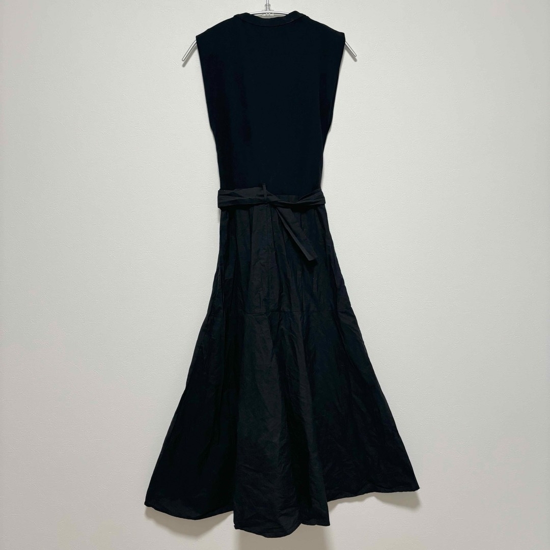 ZARA(ザラ)の【ザラ】ZARAノースリーブロングワンピース ベルト付き 綿S M相当 ブラック レディースのワンピース(ロングワンピース/マキシワンピース)の商品写真
