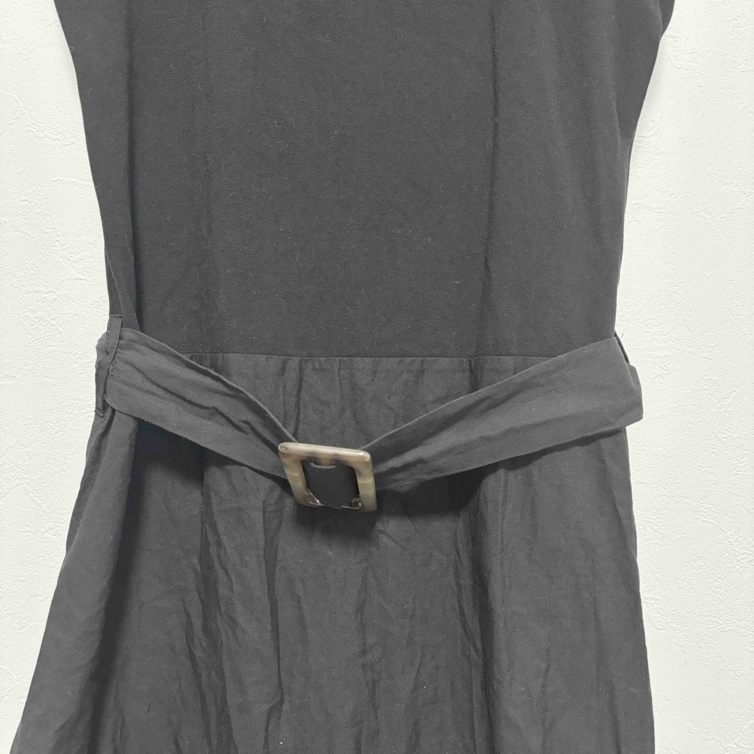 ZARA(ザラ)の【ザラ】ZARAノースリーブロングワンピース ベルト付き 綿S M相当 ブラック レディースのワンピース(ロングワンピース/マキシワンピース)の商品写真