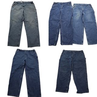 古着卸 まとめ売り カーハート　ペインター デニム パンツ 5枚セット (メンズ 44 /42 /40 ) ライトブルー フェード 中古 古着 MY5436(その他)