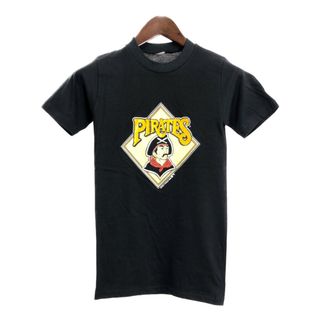 80年代 USA製 MLB ピッツバーグ・パイレーツ 半袖Ｔシャツ プロチーム メジャーリーグ ブラック (メンズ XS相当) 中古 古着 T3693(Tシャツ/カットソー(半袖/袖なし))