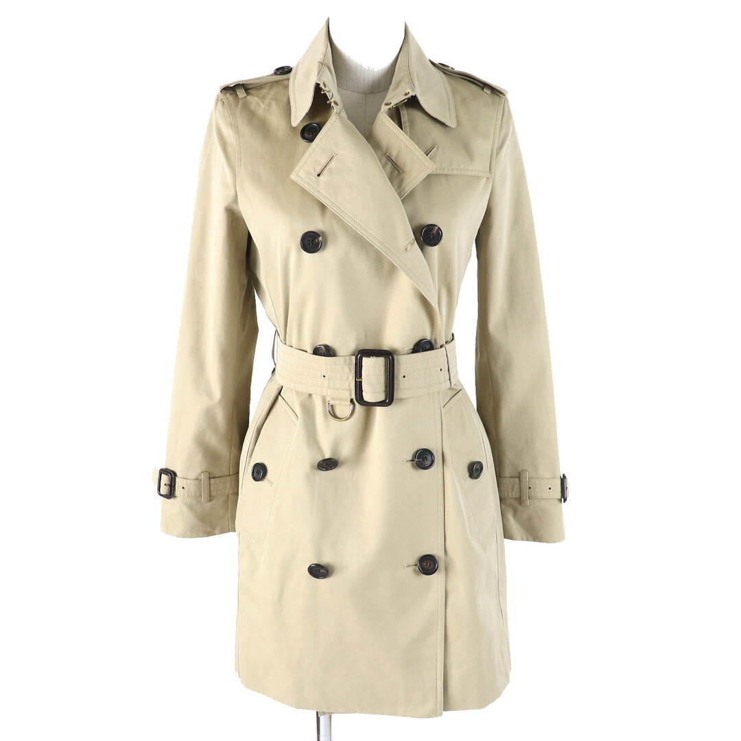 BURBERRY - 未使用品△BURBERRY バーバリー ケンジントン 3900461 コットン100％ 裏地ノバチェック柄 ロゴボタン付 トレンチコート ミディアム丈 ベージュ M イングランド製 正規品 レディース 定番人気 オススメ◎