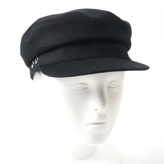 エルメス(HERMES)の極美品★HERMES エルメス H222022N Deauville ドーヴィル カシミヤ100％ セリエボタン付 キャスケット ブラック 57 保存袋付き フランス製 正規品 レディース(キャスケット)
