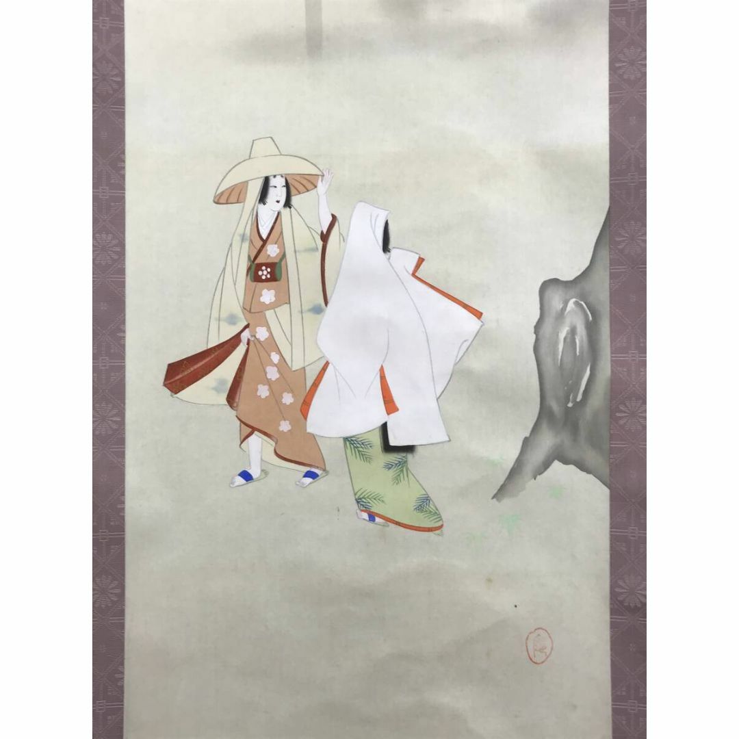 真作/作者不詳/富印/樋口富麻呂?/美人図/掛軸☆宝船☆AI-592の 真作/作者不詳/富印/樋口富麻呂?/美人図/掛軸☆宝船☆AI-592の