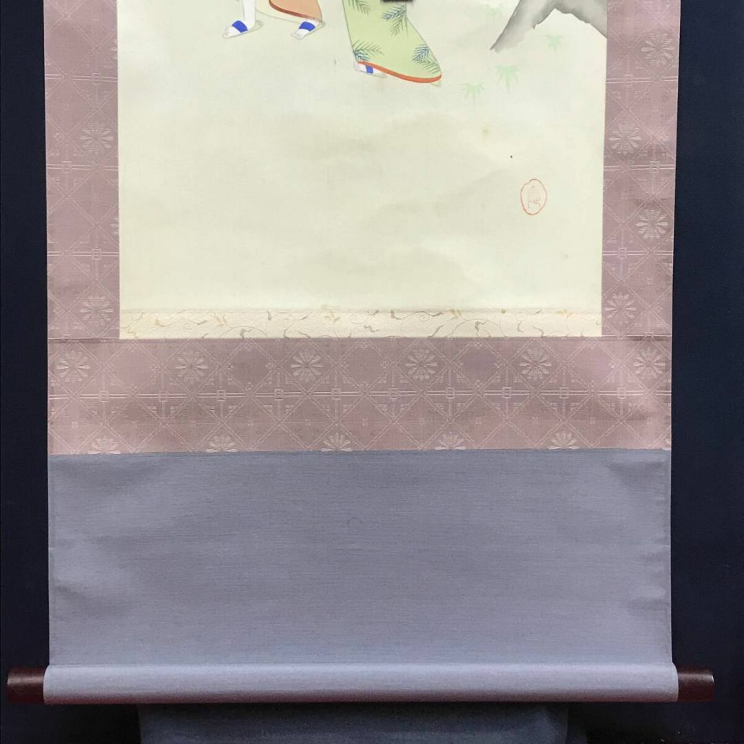 真作/作者不詳/富印/樋口富麻呂?/美人図/掛軸☆宝船☆AI-592の 真作/作者不詳/富印/樋口富麻呂?/美人図/掛軸☆宝船☆AI-592の