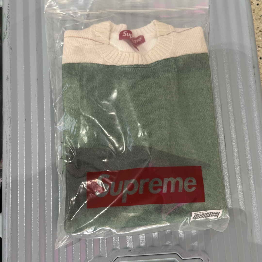 M SS25 ダミアンハースト セーター supreme サメ シャーク 白 緑 M SS25 ダミアンハースト セーター supreme サメ シャーク 白 緑