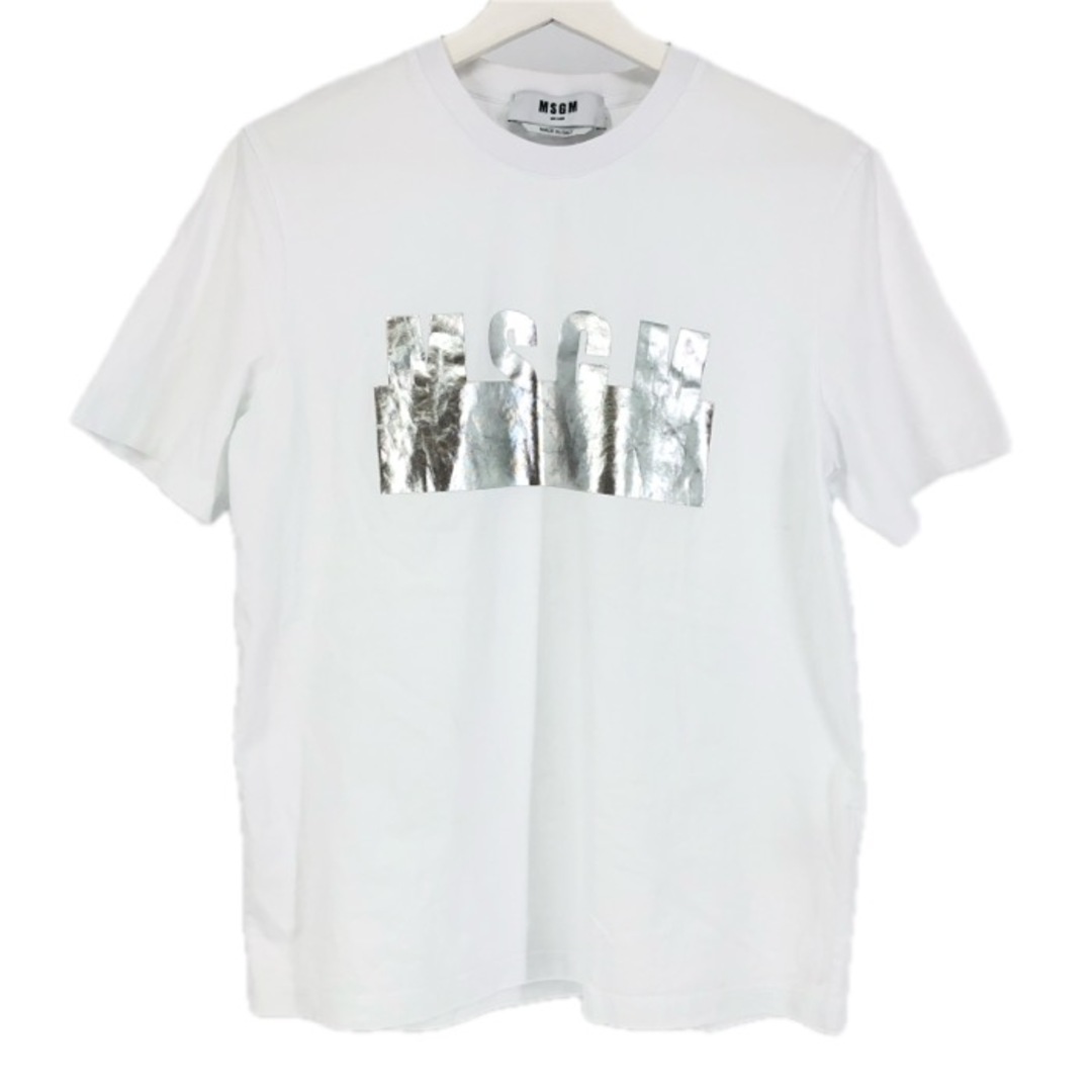 MSGM エムエスジーエム クルーネック メタリックプリント 2841MDM180 半袖Ｔシャツ コットン ホワイト レディース 【中古】