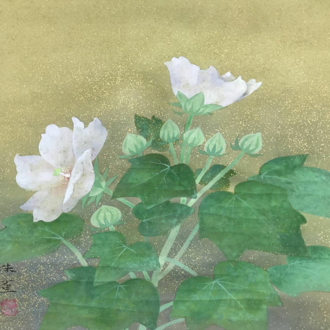 激安 真作/楳崎洙雀/芙蓉図/フヨウ図/ふよう図/花鳥図/掛軸☆宝船☆AG-175 絵画
