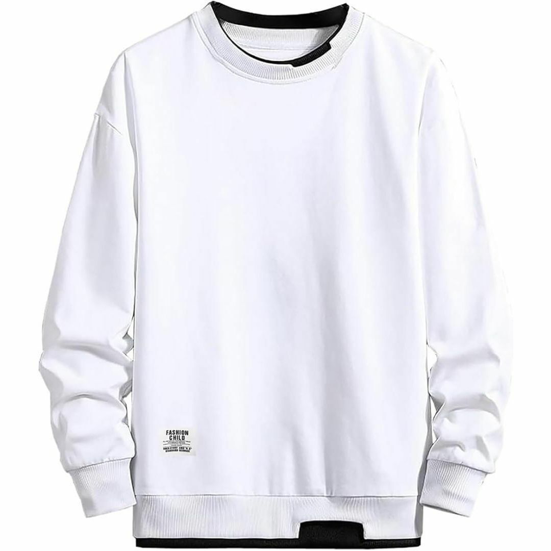 トレーナー メンズ 長袖 丸首 重ね着風 秋服 4XL メンズのトップス(スウェット)の商品写真