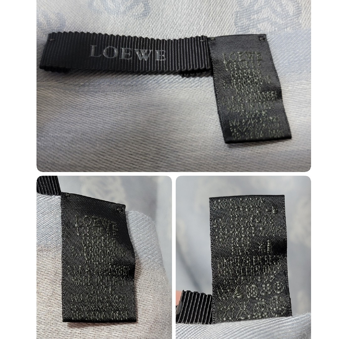 イタリア製 ロエベ LOEWE アナグラム 総柄 シルク 大判 ストール