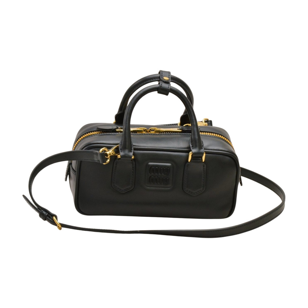 MIU MIU - ミュウミュウ MIUMIU アルカディ レザー 2WAY ハンドバッグ ショルダー ブラック ゴールド金具 レディース F-YA970