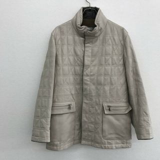 【FIDATO】フィダート　アウター　コート　ロング　レザー　白系　Mサイズ　羊革　無地　ホワイト系(その他)
