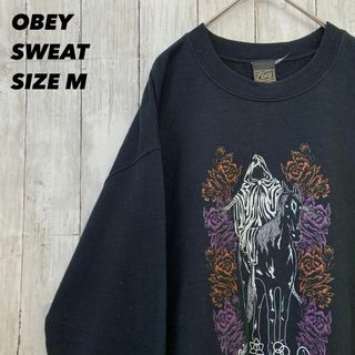 OBEY プリントスウェットトレーナー　サイズM 黒　ユニセックス　アメリカ古着