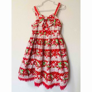 アンジェリックプリティー(Angelic Pretty)の【シミあり/オーバーニー付】いちごミルフィーユJSK(ひざ丈スカート)
