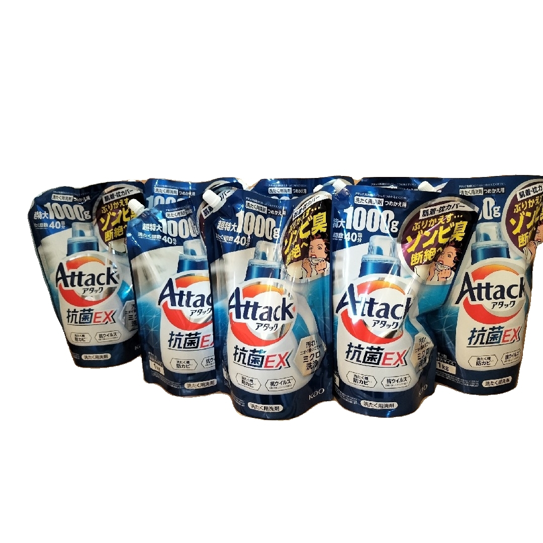 花王(カオウ)のアタック抗菌EX 1000g 8袋 インテリア/住まい/日用品の日用品/生活雑貨/旅行(洗剤/柔軟剤)の商品写真