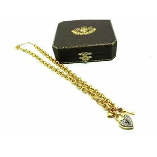 Juicy Couture ジューシークチュール ラインストーン ハート カデナ 鍵 ネックレス ペンダント アクセサリー ゴールド系 DH1583(ネックレス)