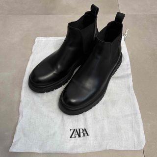 ZARA - ZARA サイドゴアブーツ スクエアトゥ ショート丈 レザー ZARA - ZARA サイドゴアブーツ スクエアトゥ ショート丈 レザー