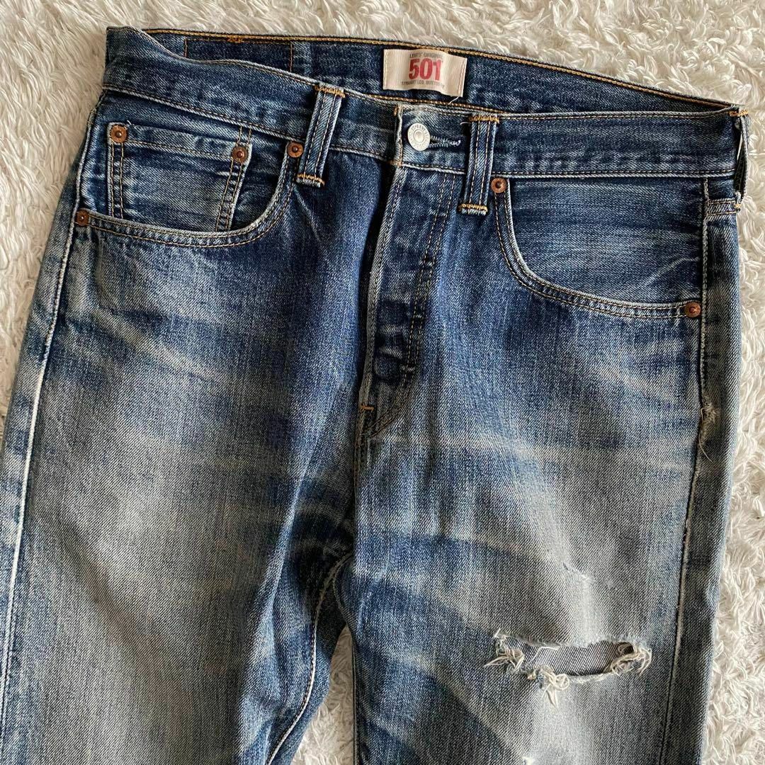 Levi's - リーバイス 501 キムタクモデル USED加工 鬼ヒゲ 縦 Levi's - リーバイス 501 キムタクモデル USED加工 鬼ヒゲ 縦