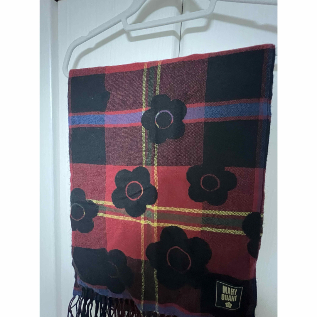 MARY QUANT(マリークヮント)のMARY QUANT マリークワント 赤チェック 大判ストール ハンドメイドのファッション小物(マフラー/ストール)の商品写真