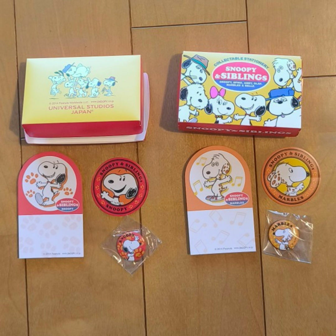 USJ(ユニバーサルスタジオジャパン)のUSJ スヌーピー メモ&シール&缶マグネットセット2種 エンタメ/ホビーのおもちゃ/ぬいぐるみ(キャラクターグッズ)の商品写真