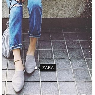 ザラ(ZARA)のZARA バブーシュ☆フラットシューズ スエード 37(スリッポン/モカシン)