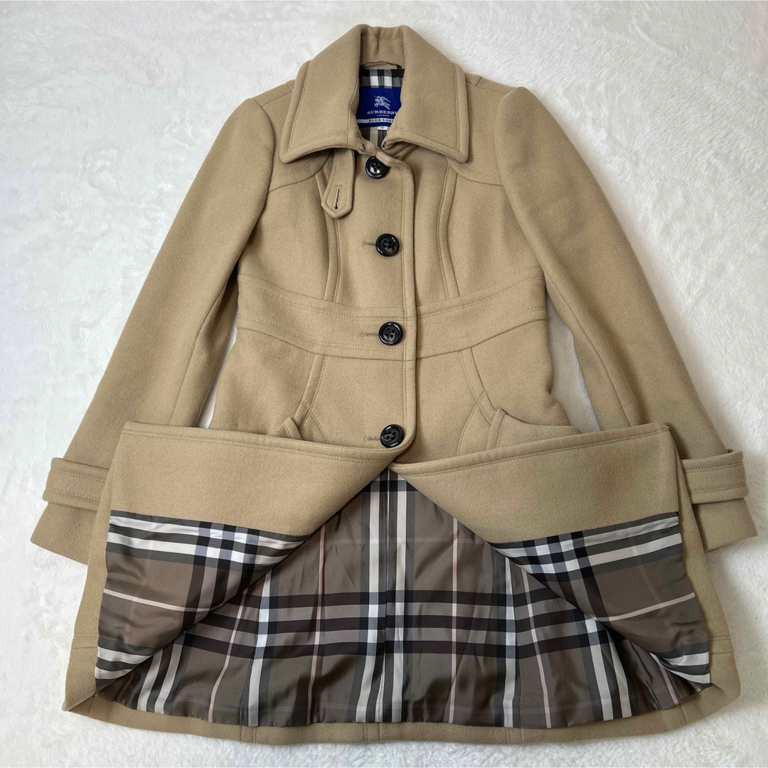 BURBERRY BLUE LABEL - ✨アンゴラ混✨　バーバリーブルーレーベル　コート　ノバチェック　キャメル　M
