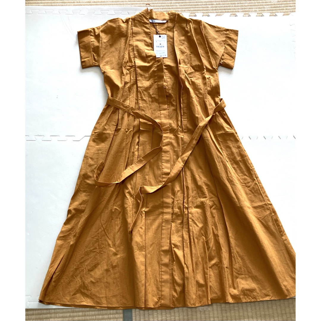 【新品】ZARA（ザラ）、ベルトシャツワンピース、Lサイズ | フリマアプリ ラクマ