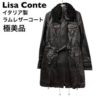 【極美品】Lisa Conte リサコンテ　ラムレザー　コート　羊革　イタリア製(ロングコート)