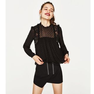 ザラ(ZARA)のzara コントラストデザインチュールトップス❤︎(シャツ/ブラウス(長袖/七分))