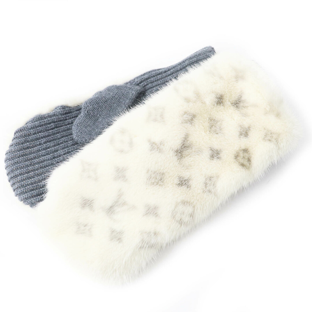 LOUIS VUITTON - 極美品◎LOUIS VUITTON ルイヴィトン M70010 ウール ミンク モノグラム グローブ／ミトン／ 手袋 ホワイト グレー 箱付き イタリア製 レディース