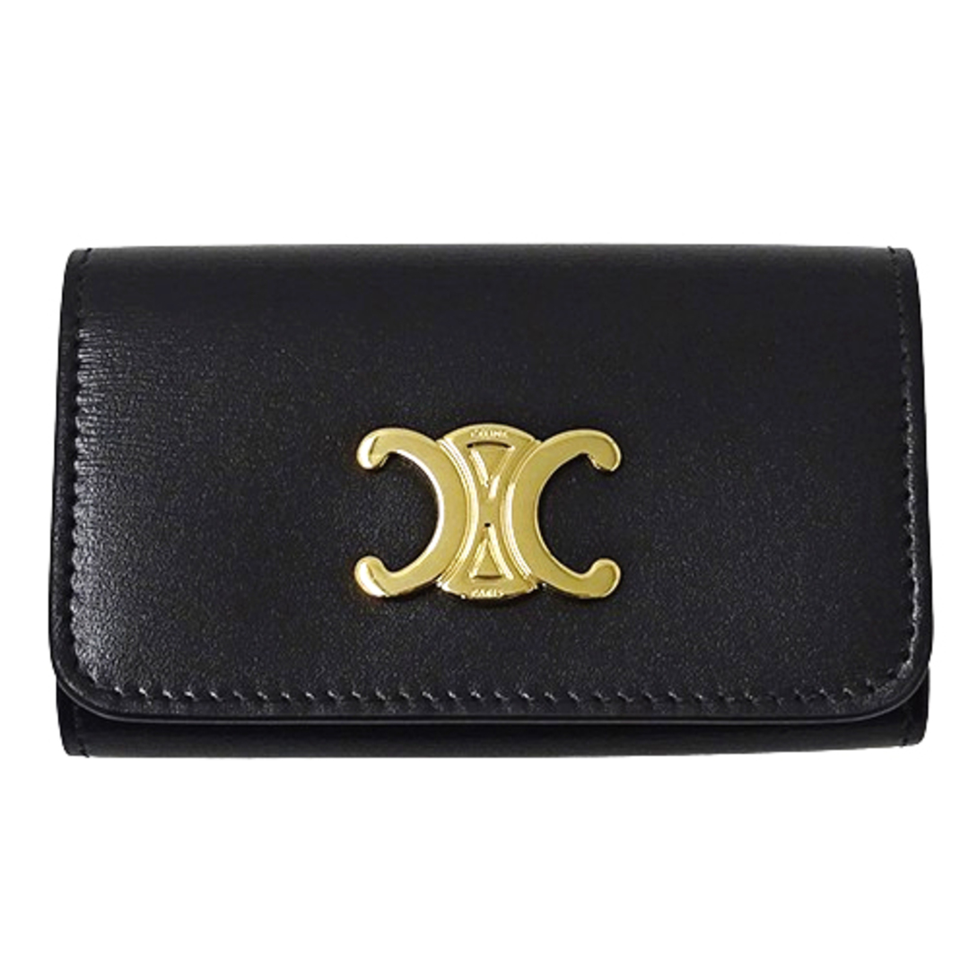 【今日の超目玉】 CELINE - セリーヌ CELINE キーケース レディース メンズ ブランド 6連キーケース トリオンフ カーフレザー ブラック 黒 おしゃれ 【中古】の通販 by ブランドベイ|セリーヌならラクマ 小物