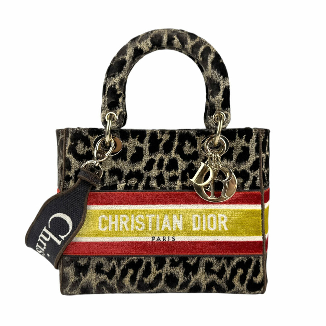 Christian Dior - クリスチャンディオール Christian Dior ハンドバッグ ショルダーバッグ レディディライト ベルベット ブラウン×イエロー×レッド レディース 送料無料【中古】 z3786