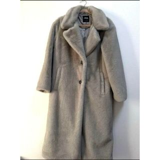 ZARA - 【ザラ】ウール オープン ロング コート フェイク ファー ZARA - 【ザラ】ウール オープン ロング コート フェイク ファー