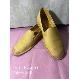 Hush Puppies - 【美品】Hush Puppies 本革 スリッポン イエロー 24cm