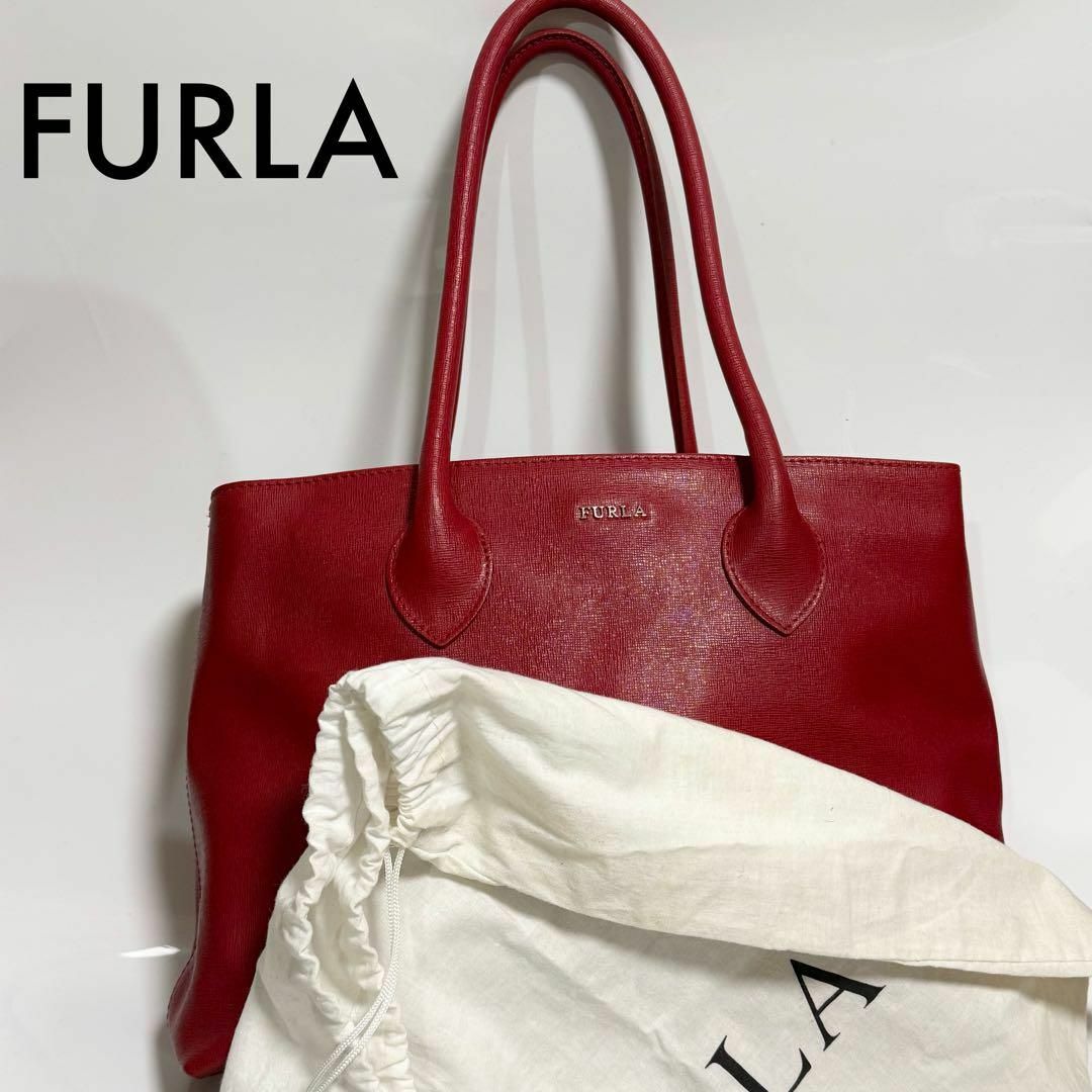 FURLA - 【美品】フルラ　レザー ショルダー トートバッグ A4 保存袋　赤　婚活