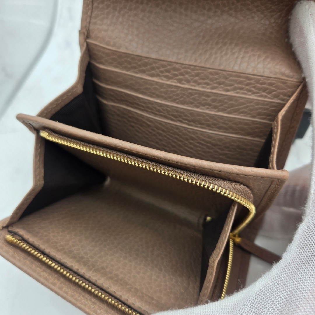 美品 GUCCI 三つ折り財布 GG マーモント ピンクベージュ 美品 GUCCI 三つ折り財布 GG マーモント ピンクベージュ