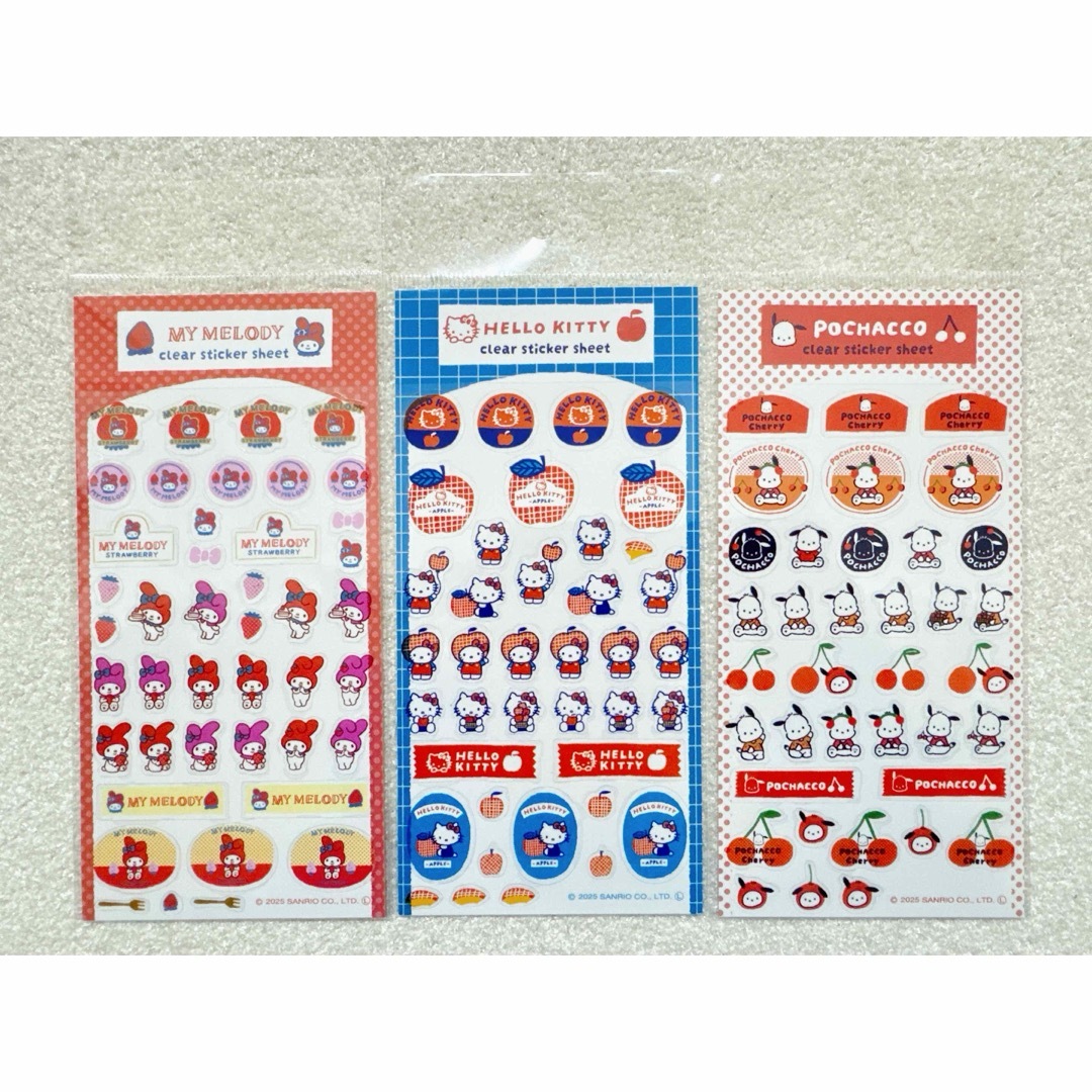 サンリオ(サンリオ)の【サンリオ×古川紙工 透明シールシート6点セット】紙モノ フルーツマーケット インテリア/住まい/日用品の文房具(シール)の商品写真