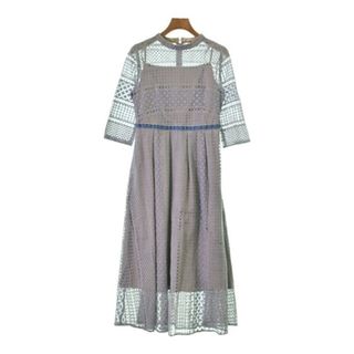 ローズバッドカップルズ(ROSE BUD)のROSE BUD ローズバット ワンピース F ブルーグレーxベージュ 【古着】【中古】(ひざ丈ワンピース)