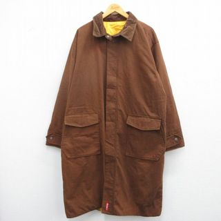XL★古着 マルボロ 長袖 コート メンズ 90年代 90s ダック地 リバーシブル 大きいサイズ ロング丈 茶 ブラウン 【spe】 25feb22 中古 アウター(ダッフルコート)