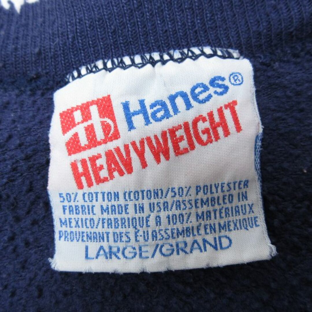 L★古着 ヘインズ Hanes 長袖 スウェット メンズ 00年代 00s NFL ニューイングランドペイトリオッツ クルーネック 紺 ネイビー  アメフト スーパーボウル 25feb22 中古 スエット トレーナー トップス