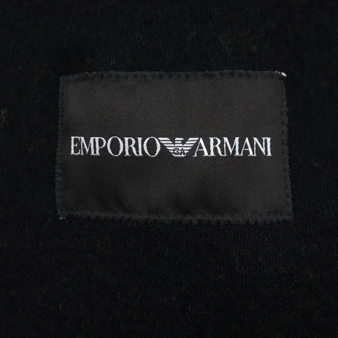 極美品▼EMPORIO ARMANI エンポリオ アルマーニ 2018年製 ウール コットン 黒タグ チェック柄 ロゴ入りボタン シングルジャケット  アンコン テーラード ダークグレー 46 ブルガリア製 正規品 メンズ