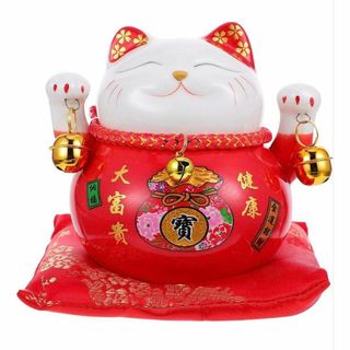 【開運】招き猫 開運招き猫 置物 招き猫貯金箱 幸運な猫 陶器 風水 金運アップ(置物)