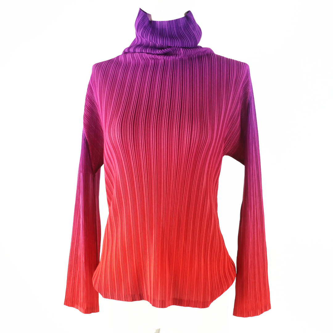 Pleats Please ISSEY MIYAKE 長袖 ボルドー ハイネック - トップス Pleats Please ISSEY MIYAKE 長袖 ボルドー ハイネック - トップス