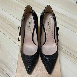 MIU MIU - 極美品 MIU MIU エナメル リボン ビジュー スクエア MIU MIU - 極美品 MIU MIU エナメル リボン ビジュー スクエア