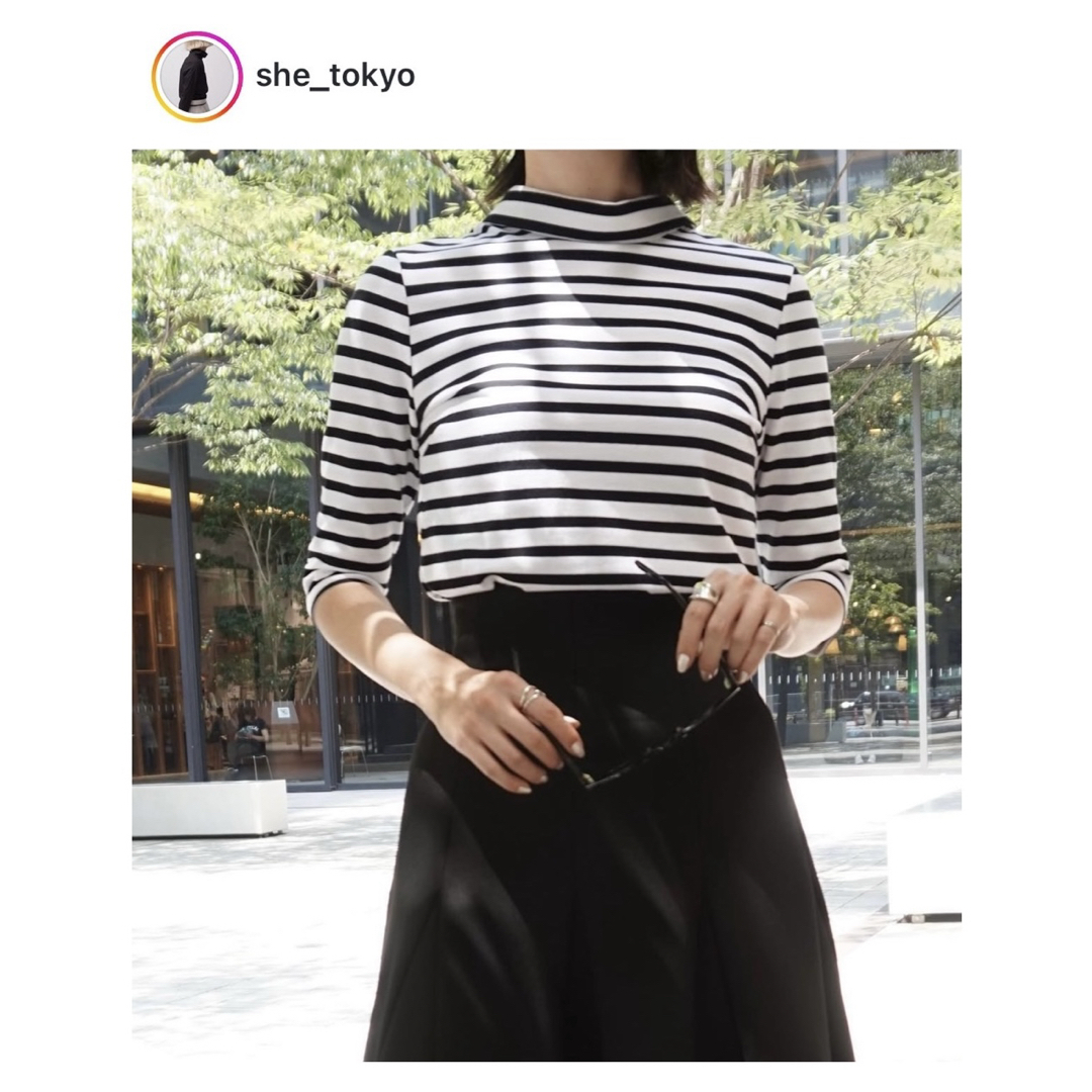 カットソー(長袖+七分) SHE Tokyo / Monica border white 0