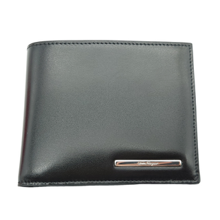 サルヴァトーレフェラガモ(Salvatore Ferragamo)のフェラガモ FERRAGAMO 二つ折り財布 財布 ウォレット シンプル シック 四角 スクエア 無地 ユニセックス 機能的 スマート 上品 上質 気品 ブラック シルバー レザー  メンズ レディース 【中古 A品】☆送料無料☆ 当店通常価格29800円(折り財布)