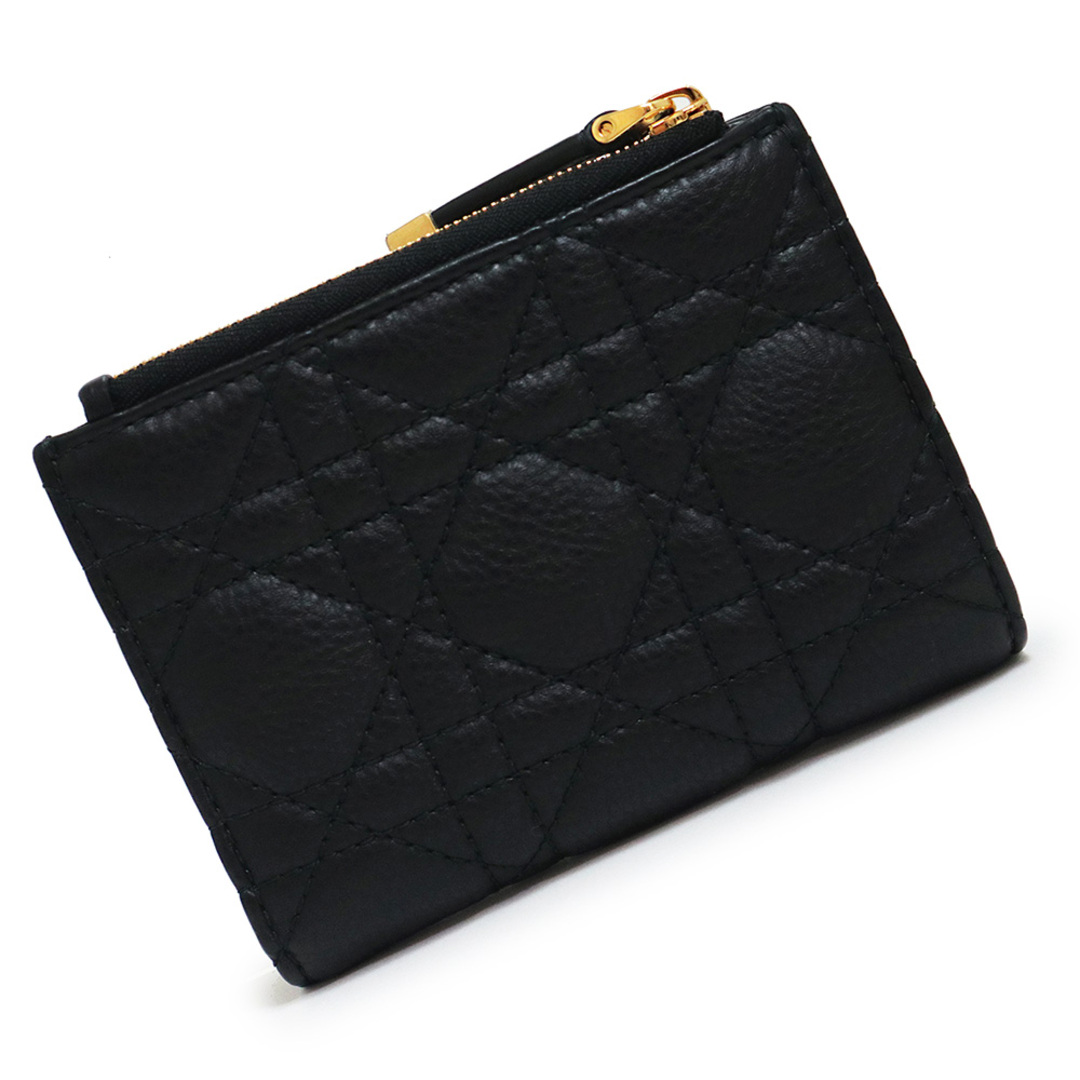 大人気定番商品 二つ折り財布 ウォレット ダリア カロ Caro クリスチャンディオール カナージュ Dior(新品・未使用品) Christian 箱付 S5173UWHC ゴールド金具 黒 ブラック レザー カーフスキン 小物